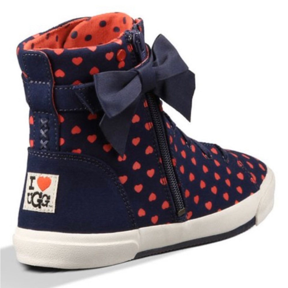 UGG Blue Jean Hi-Top Sneaker “I Love UGG" Patch Pink Hearts 🩷Sherpa insole SZ 5